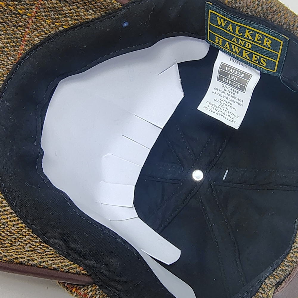 Walker and Hawkes Derby Tweed and Leather Adjustable Cap - Picture 8 of 9
